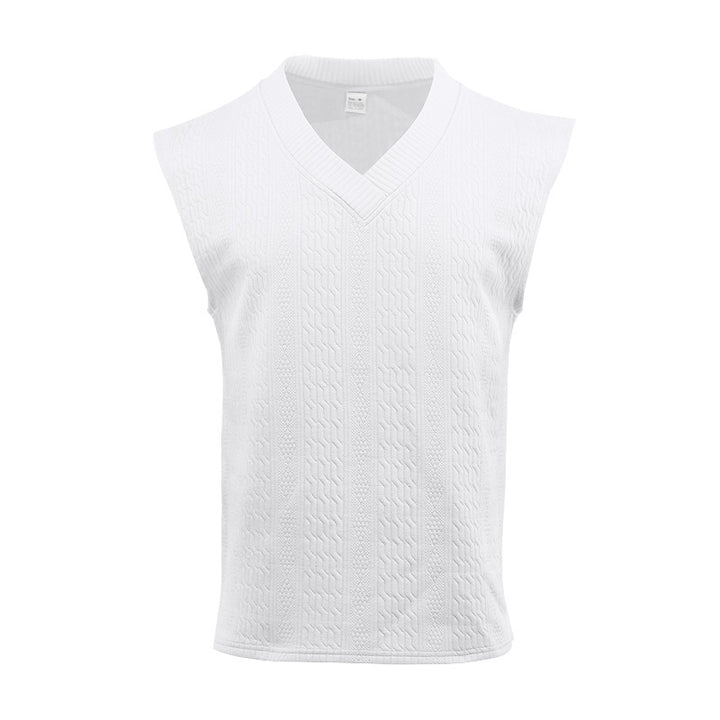 Herren ärmelloses Strickoberteil mit V-Ausschnitt und dezenter Struktur Aliams