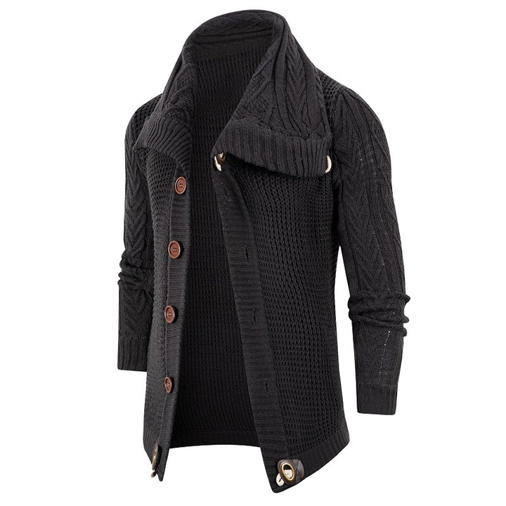 Herren Grobstrick Strickjacke mit umschlagbarem Halsausschnitt Aliams