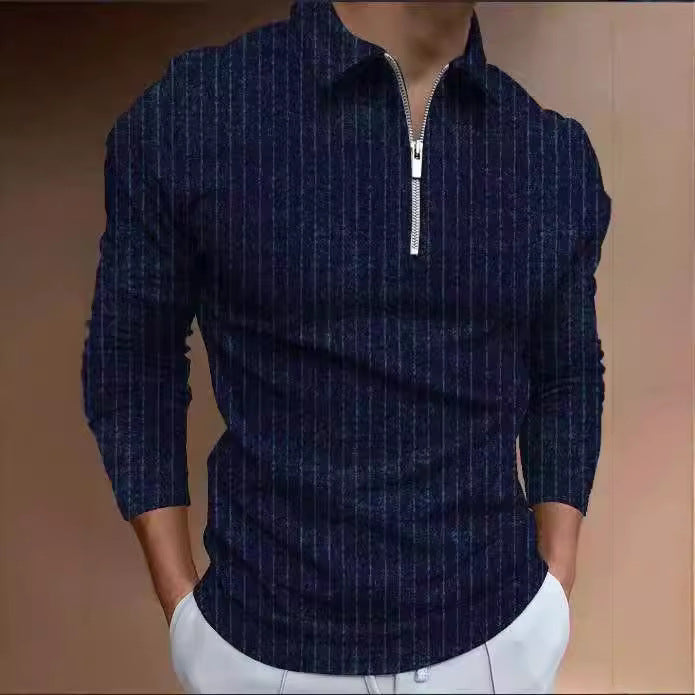 Herren sportliches Langarmshirt mit modernem Stehkragen Aliams