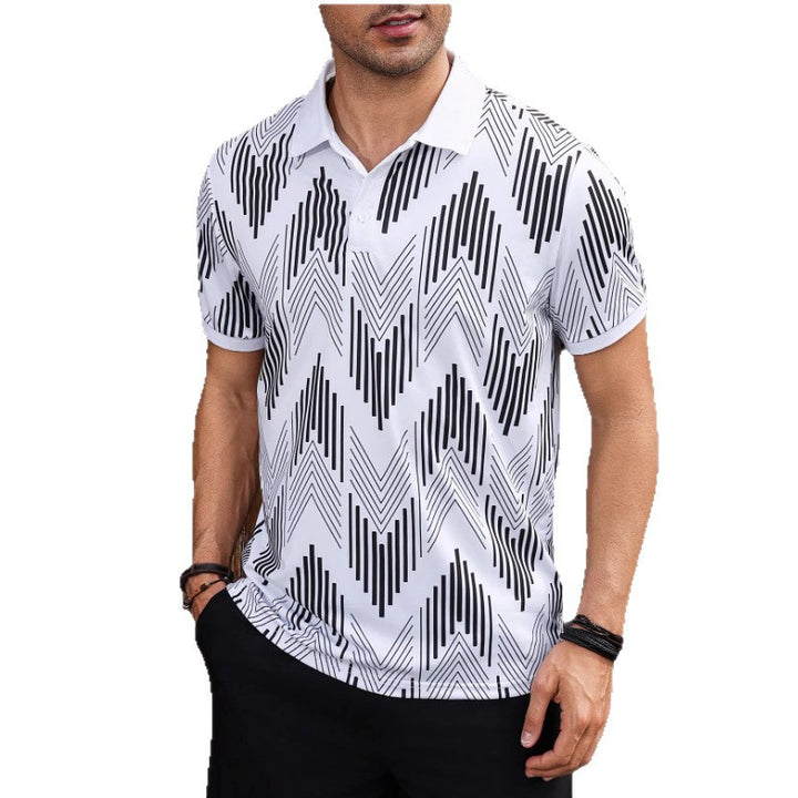 Herren Polohemd mit modernem geometrischem Design und schickem Kontrast Aliams