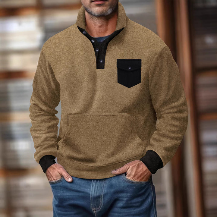 Herren Kapuzenpullover mit modernem Kragen und praktischer Tasche Aliams