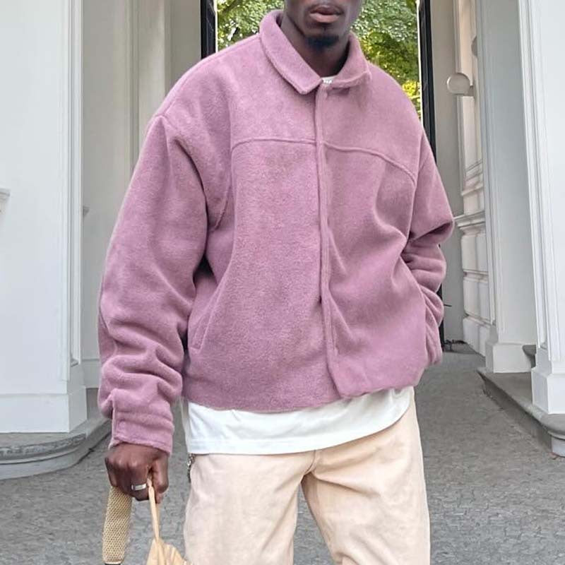 Herren casual Fleecejacke im Oversized-Stil Aliams