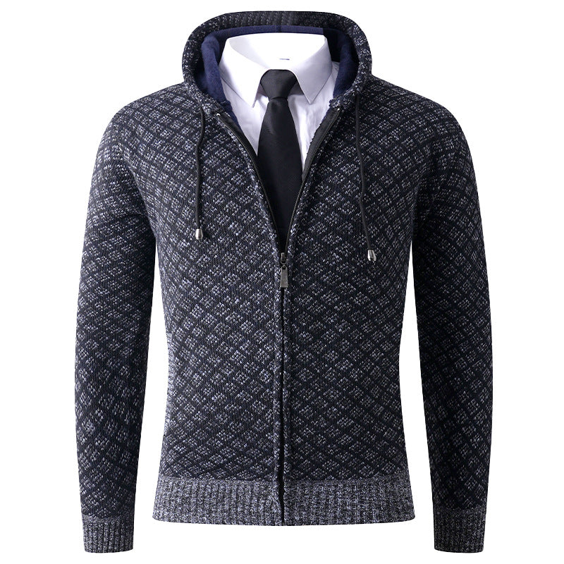 Herren elegante Kapuzenjacke mit strukturiertem Muster Aliams