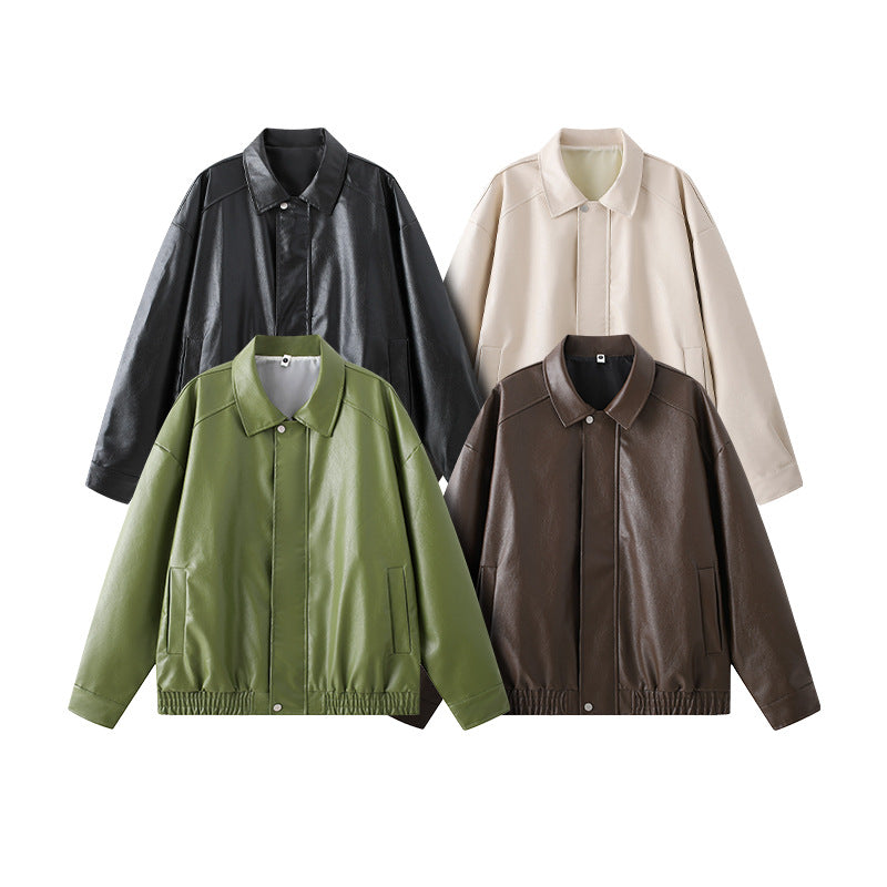 Herren elegante Kunstlederjacke mit elastischem Bund Aliams