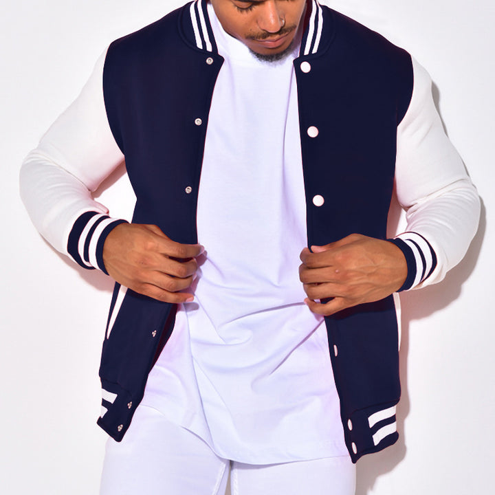 Herren sportliche Collegejacke mit gestreiften Ärmelbündchen und praktischen Knöpfen Aliams