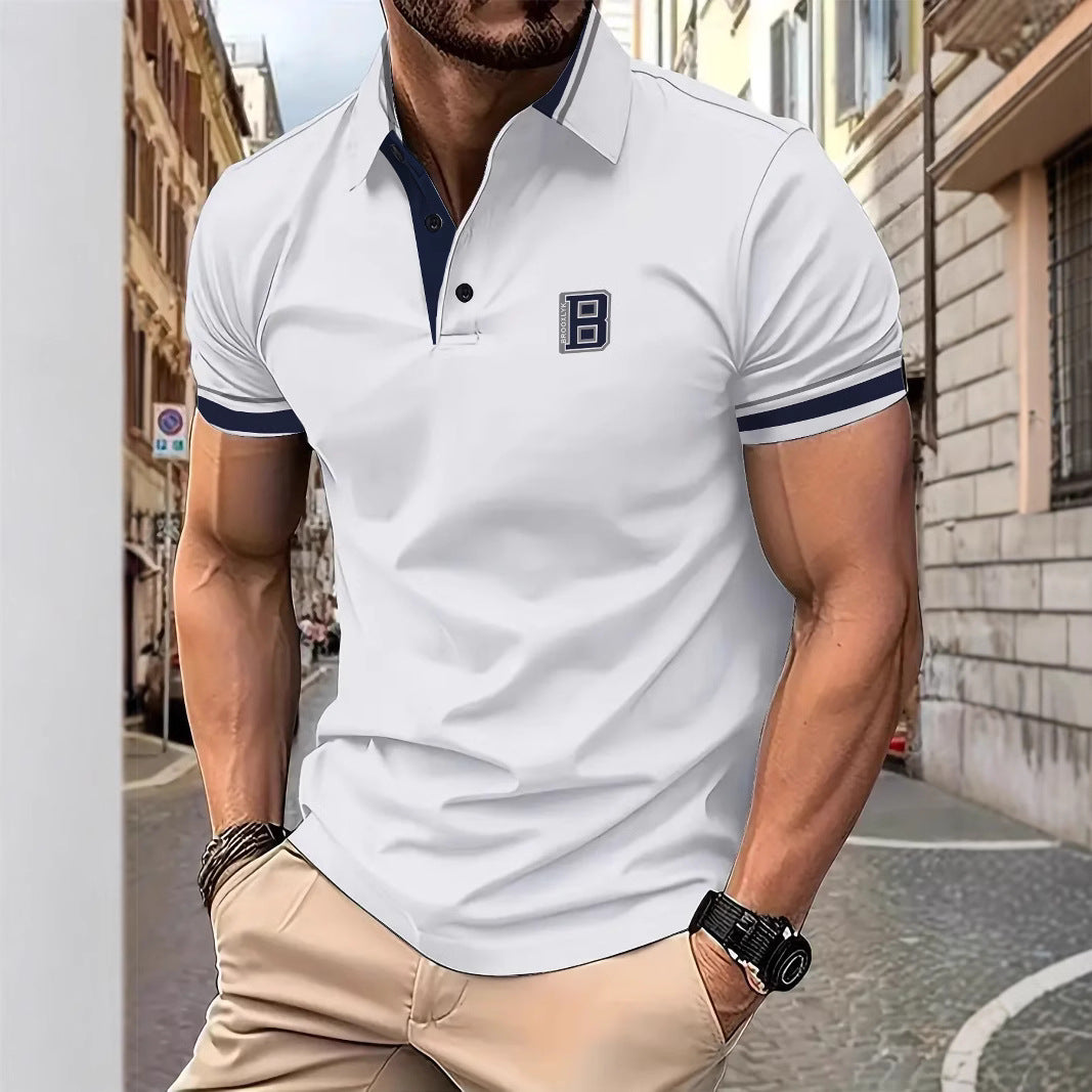 Herren Kurzarm Poloshirt mit modischen Kontrastdetails Aliams