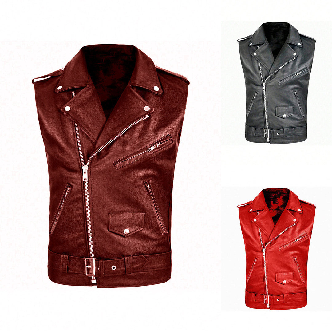 Herren stylische ärmellose Bikerjacke aus hochwertigem Leder Aliams