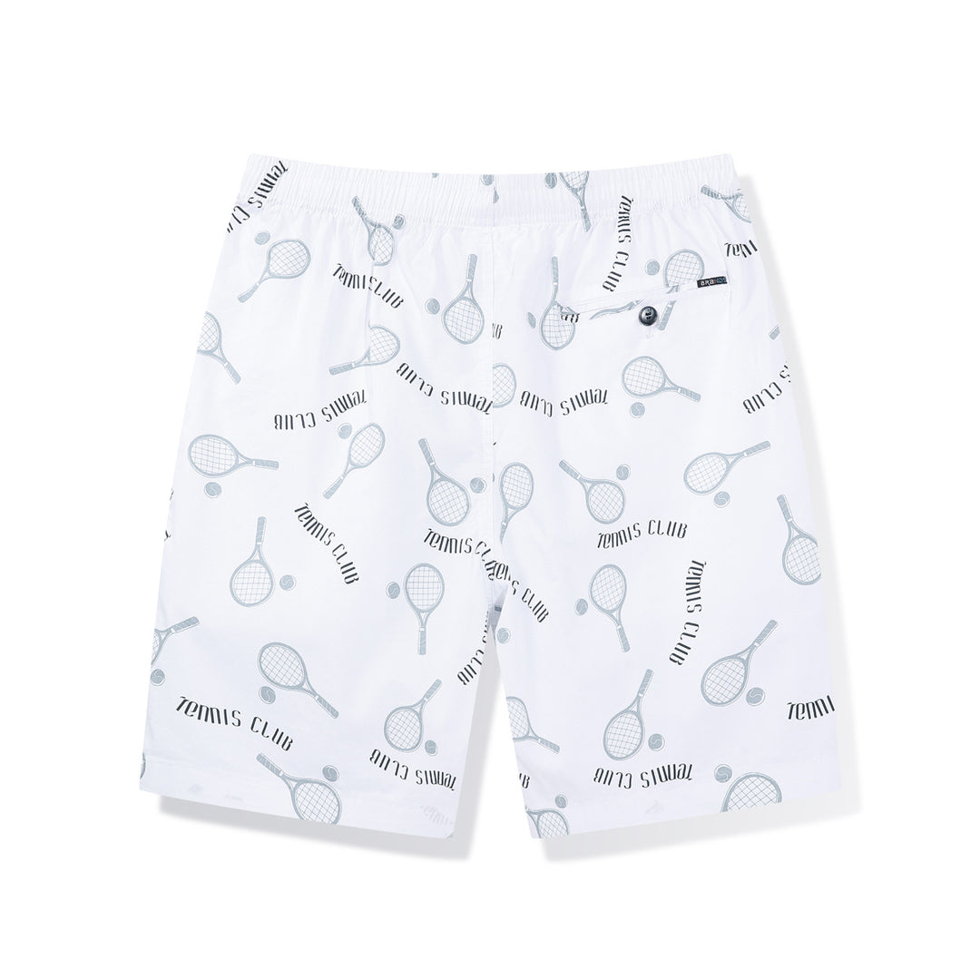 Herren Badeshorts mit Tennis-Motiv und elastischem Bund Aliams