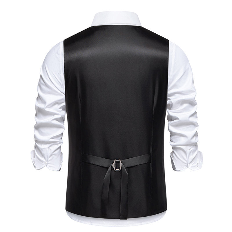 Herren elegante Anzugweste mit prügelndem Karomuster und doppelter Knopfleiste Aliams