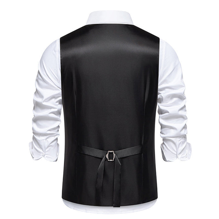 Herren elegante Anzugweste mit prügelndem Karomuster und doppelter Knopfleiste Aliams