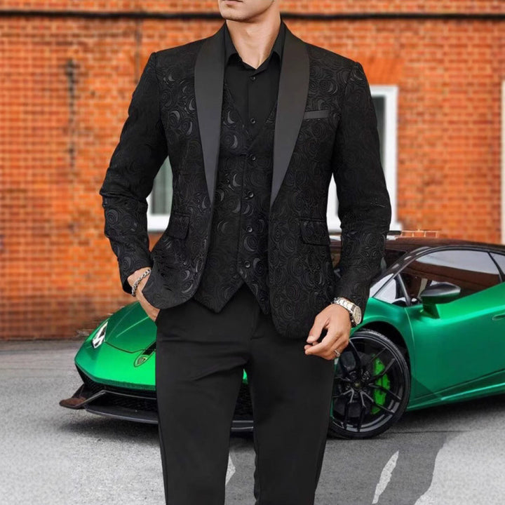 Herren Extravaganter Smoking-Blazer mit filigranem Muster Aliams