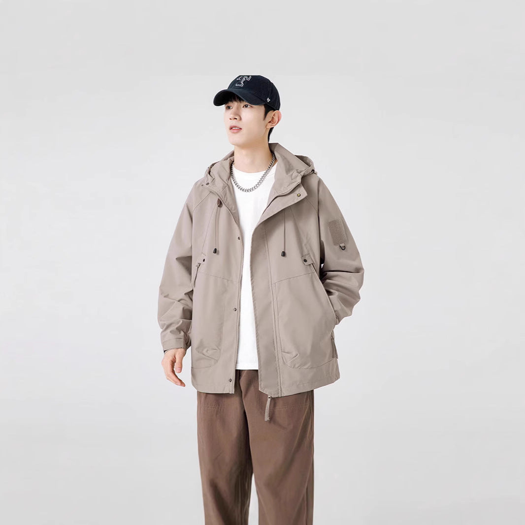 Herren Windbreaker-Jacke mit verstellbarem Kapuzenkragen und praktischen Taschen Aliams