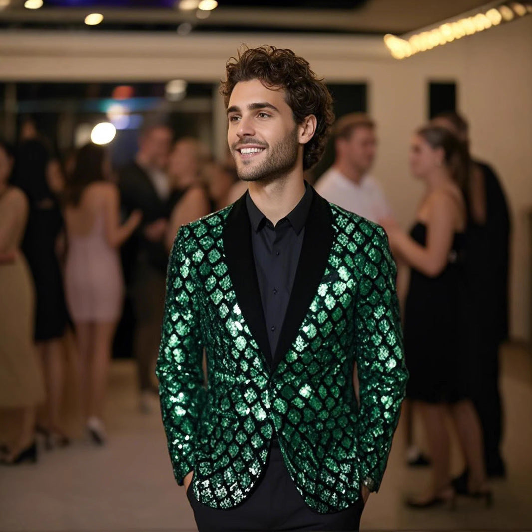 Herren Glamouröser Paillettenblazer mit elegantem Schnitt Aliams