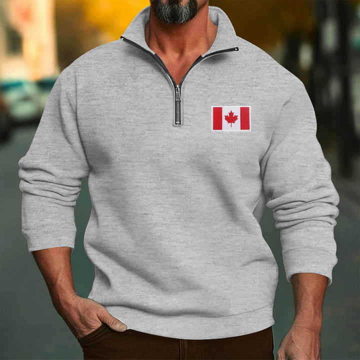 Herren Fleece-Pullover mit Halbreißverschluss und Kanada-Flagge Aliams