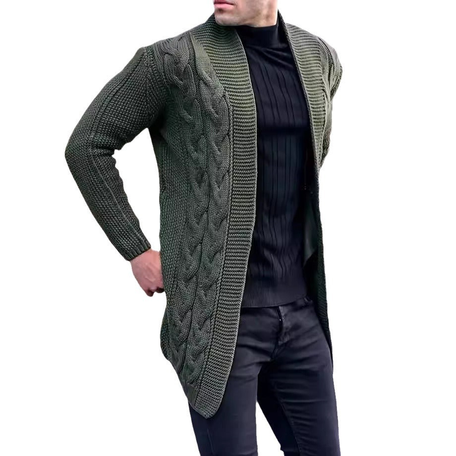 Herren Grobstrick Cardigan mit modischem Zopfmuster und lässigem Schnitt Aliams