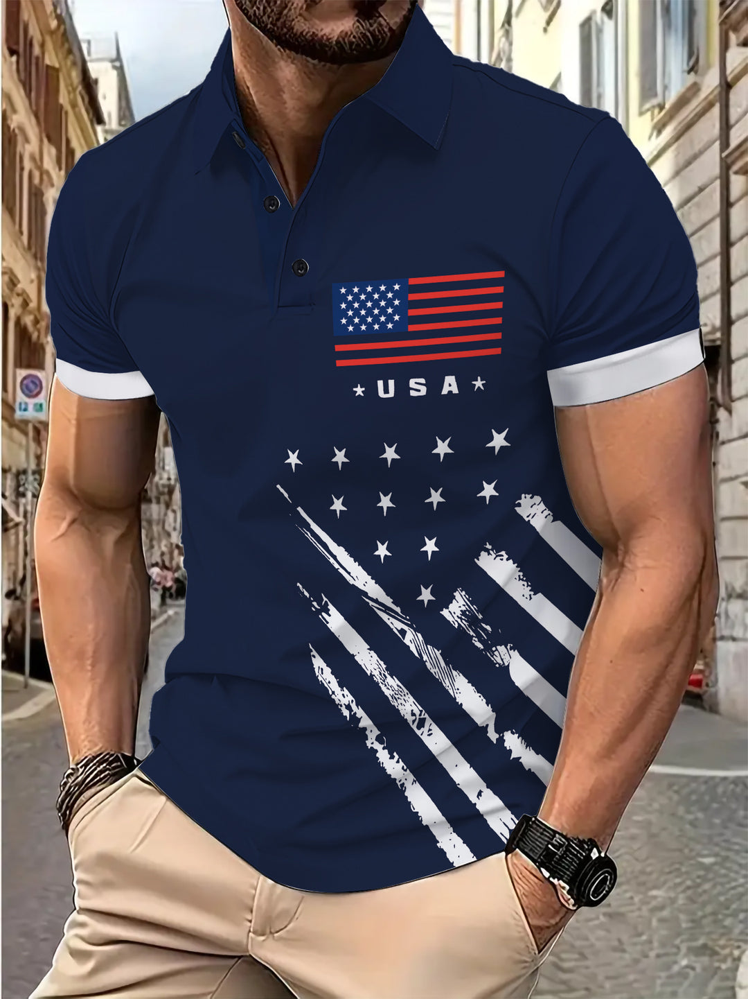 Herren Poloshirt mit stylischem Grafikdesign Aliams