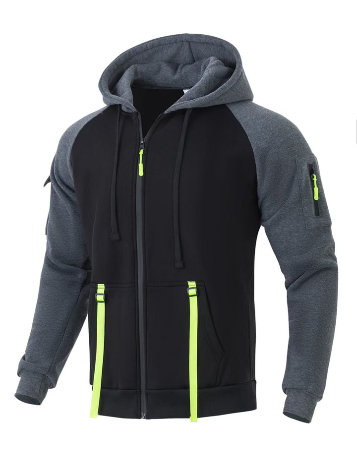 Herren funktioneller Zip-Hoodie mit vielseitigen Taschen Aliams