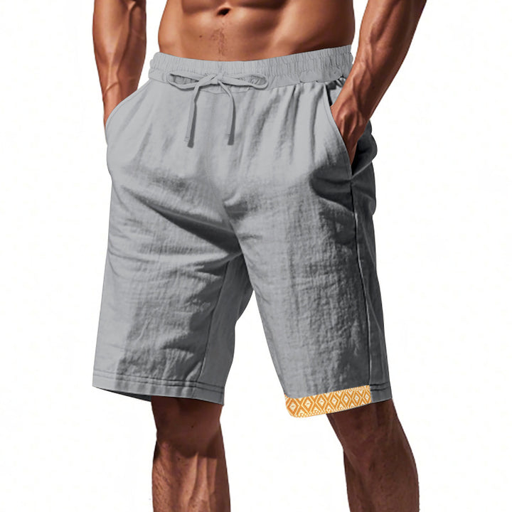 Herren lässige Strandshorts aus atmungsaktivem Leinenmix mit elastischem Bund und seitlichen Taschen Aliams