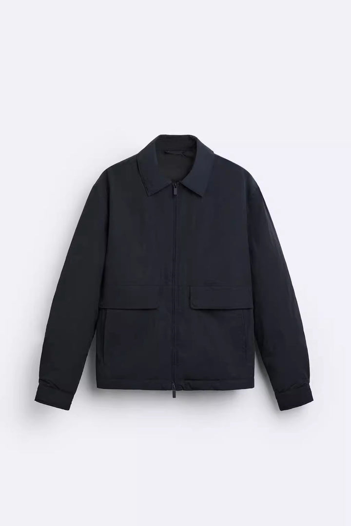 Herren urbane Utility-Jacke mit praktischen Taschen und hohem Kragen Aliams