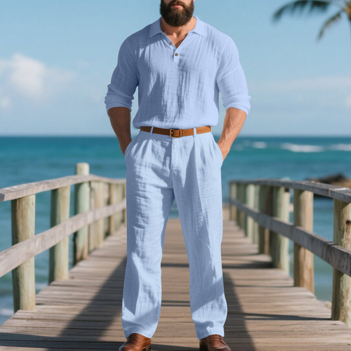 Herren atmungsaktives Hemd mit elegantem Kragen und lockerer Passform Aliams