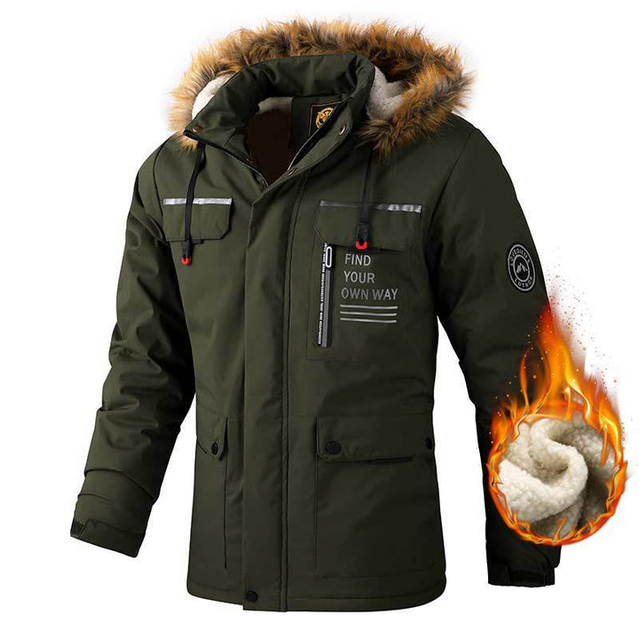 Herren isolierte Winterjacke mit wärmendem Kunstfellkragen Aliams