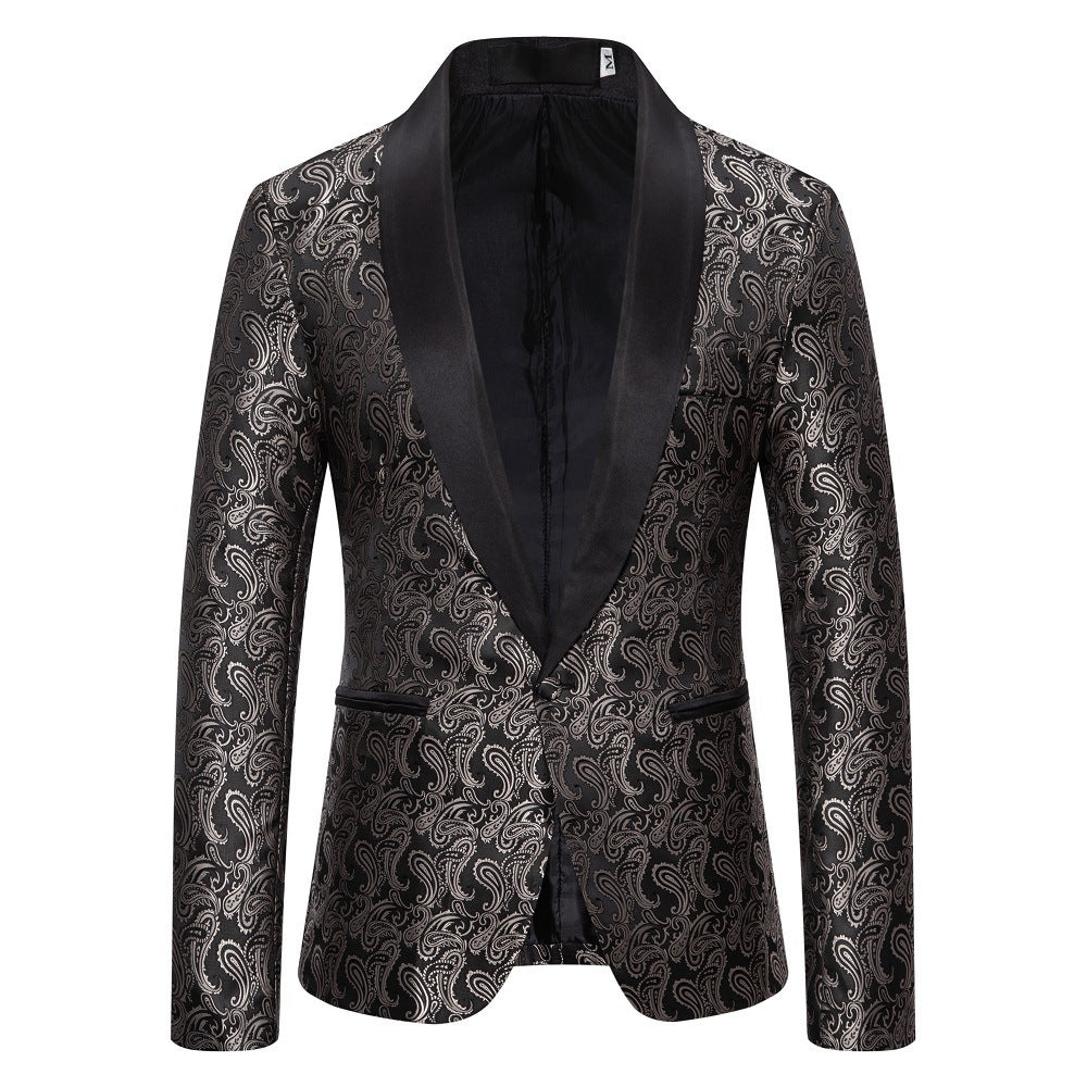 Herren eleganter Smoking-Blazer mit Paisleymuster und satinierter Verfeinerung Aliams