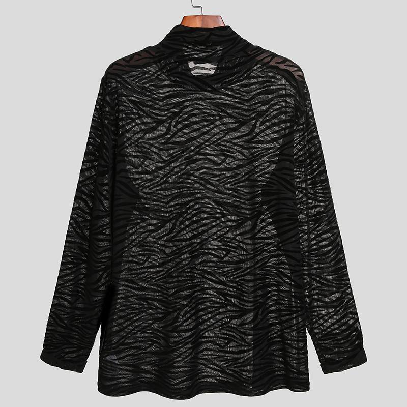 Damen Langarmshirt mit strukturiertem Animal-Print und Stehkragen Aliams