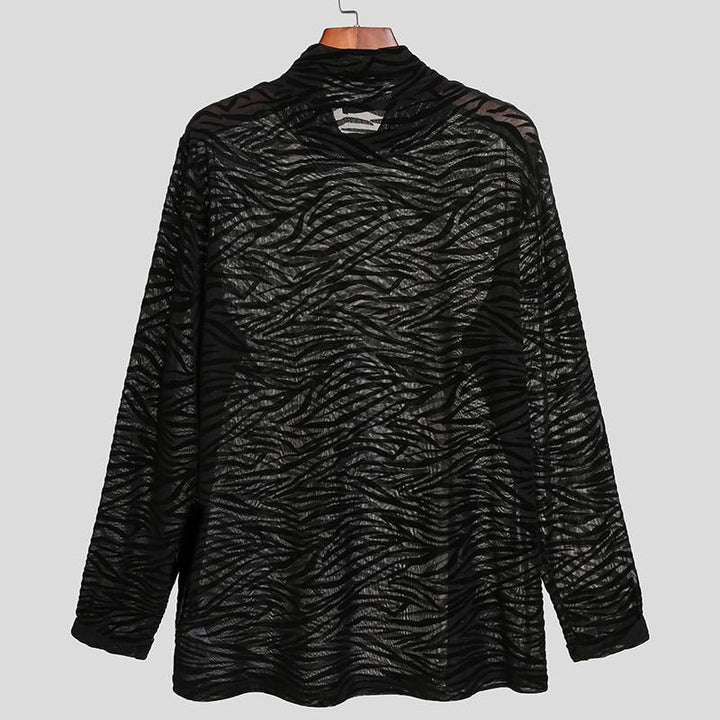 Damen Langarmshirt mit strukturiertem Animal-Print und Stehkragen Aliams