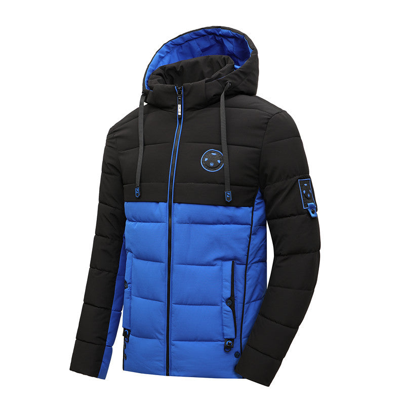 Herren gesteppte Winterjacke mit modischem Farbkontrast und Kapuze Aliams