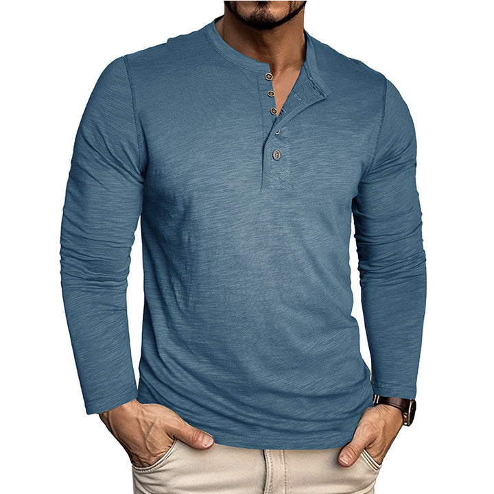 Herren elegantes Langarmshirt mit Knopfleiste Aliams