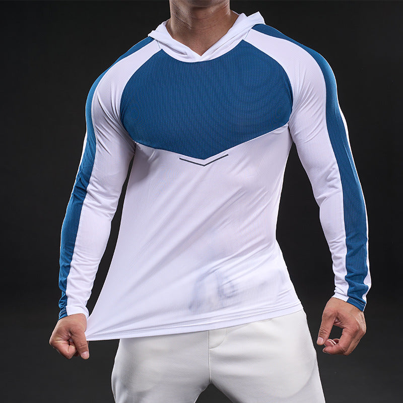 Herren sportliches Langarm-Funktionsshirt mit Kapuze und atmungsaktivem Design Aliams