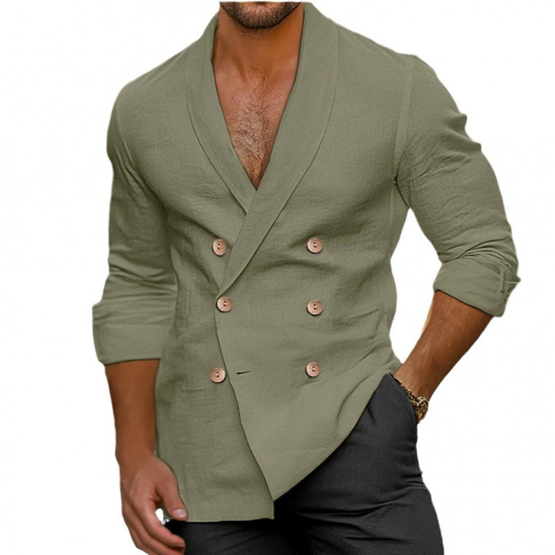 Herren eleganter Leinenblazer im doppelten Knotendesign Aliams