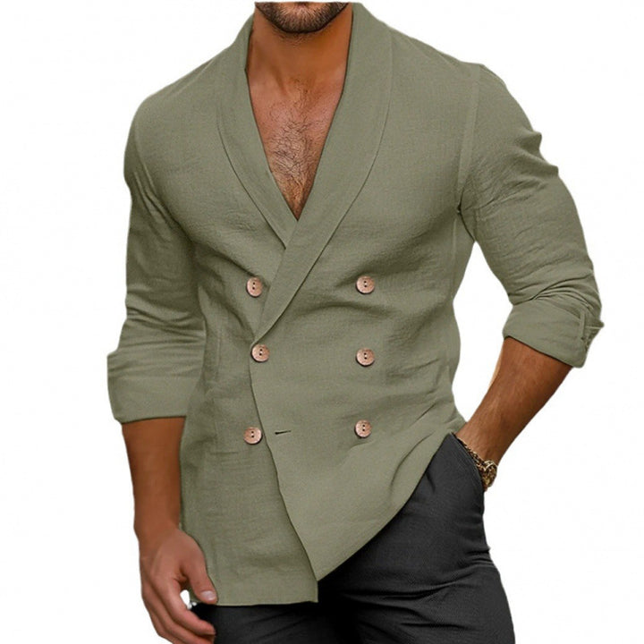 Herren eleganter Leinenblazer im doppelten Knotendesign Aliams