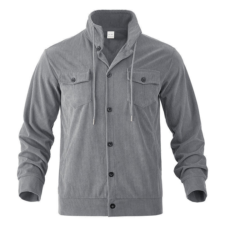 Herren Hochwertige Cordjacke mit praktischen Taschen und modischem Stehkragen Aliams