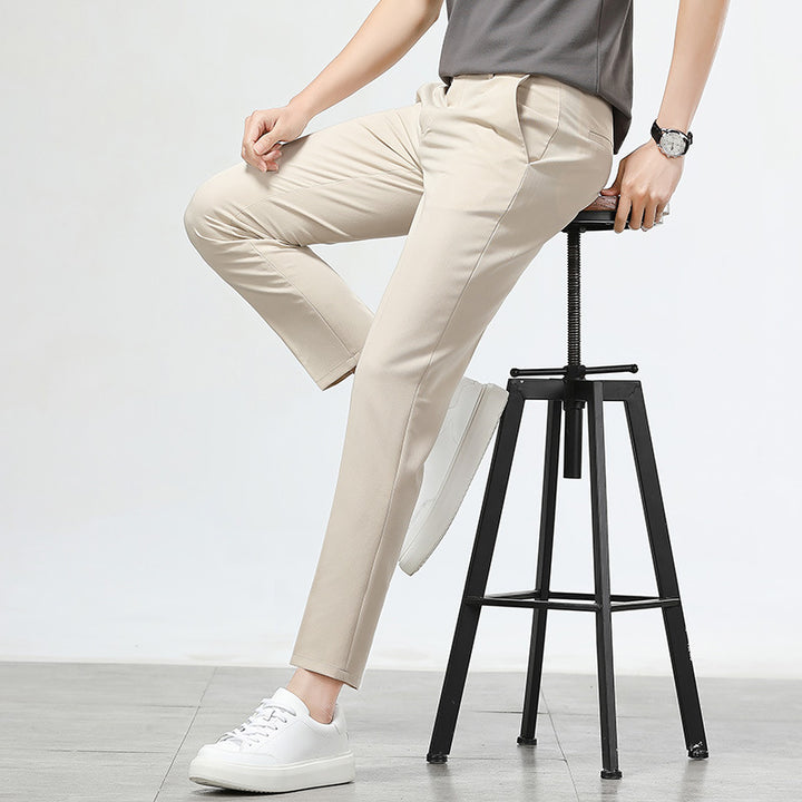 Herren bequeme Chinohose mit schmalem Schnitt und elastischem Bund Aliams