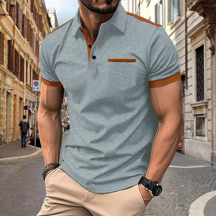 Herren Poloshirt mit stilvollem Kontrastkragen und praktischer Brusttasche Aliams
