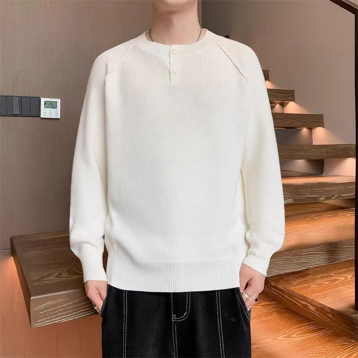 Herren Strickpullover mit umschaltbarem Kragen und hochwertiger Textur Aliams