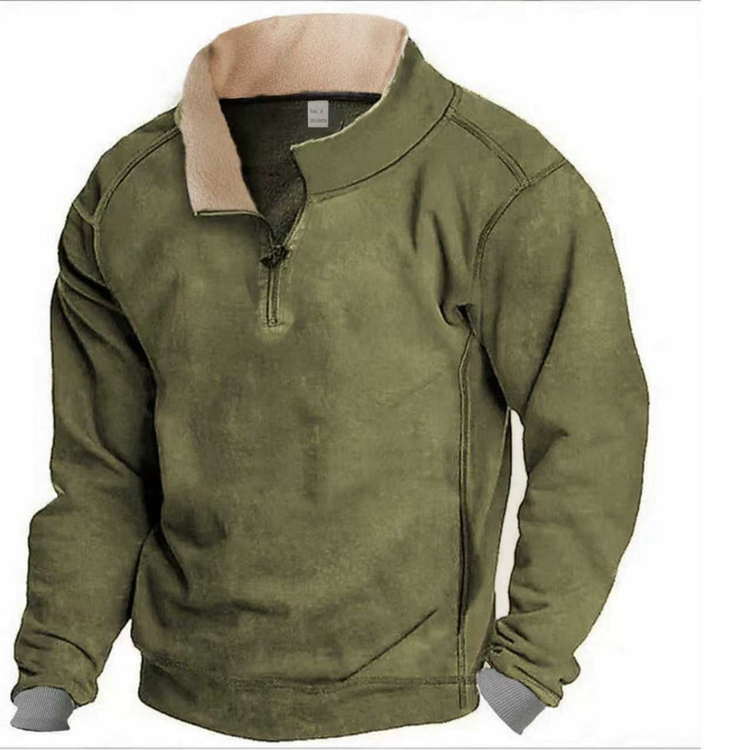 Herren Fleece-Pullover mit Stehkragen und Reißverschluss Aliams