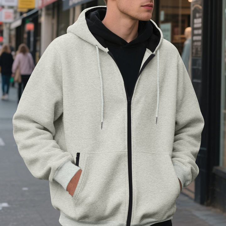 Herren Fleecejacke mit hohem Kragen und praktischen Taschen Aliams