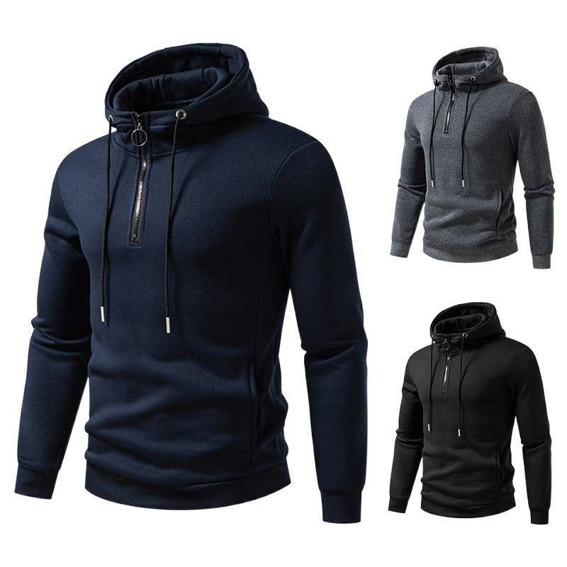 Herren Kapuzenpullover mit halblangem Reißverschluss und modernem Schnitt Aliams