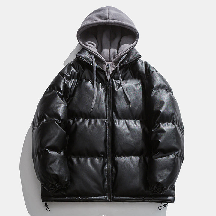 Herren hochwertige gesteppte Daunenjacke mit abnehmbarer Kapuze Aliams