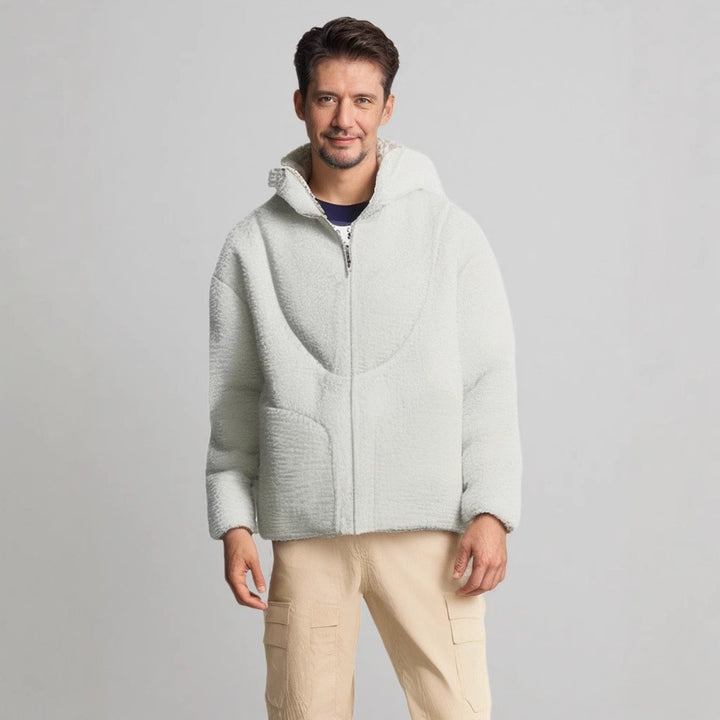 Herren Gemütliche Teddyjacke mit Kontrastnähten Aliams