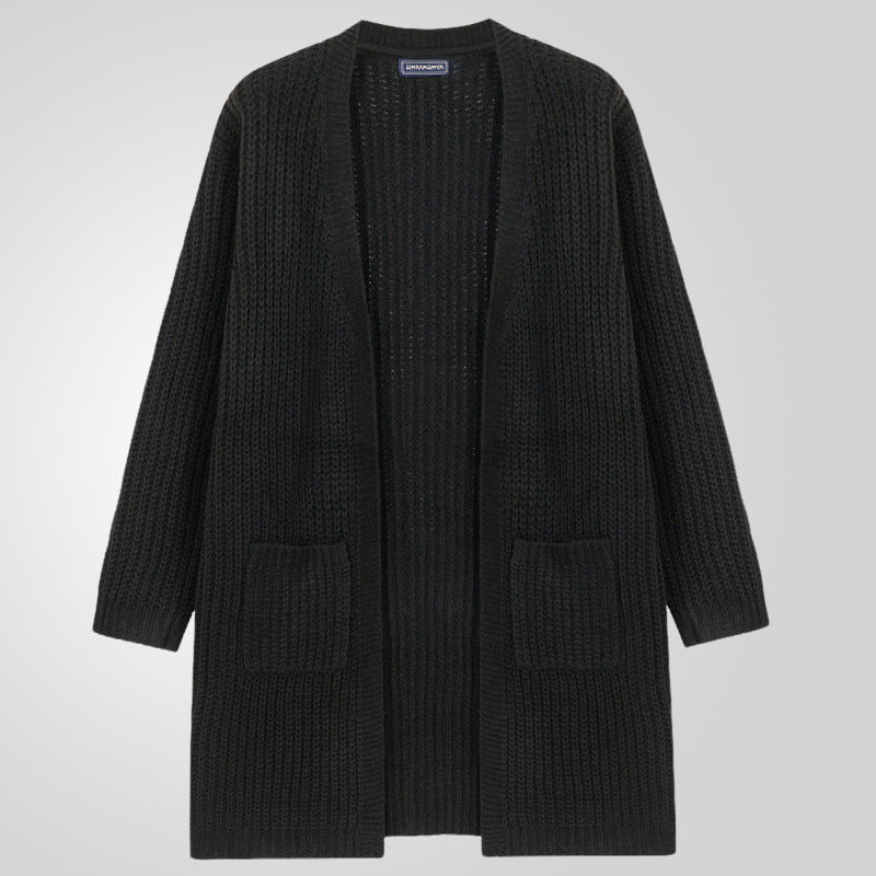 Herren Großer Strickcardigan mit tiefem Schnitt und strukturiertem Design Aliams