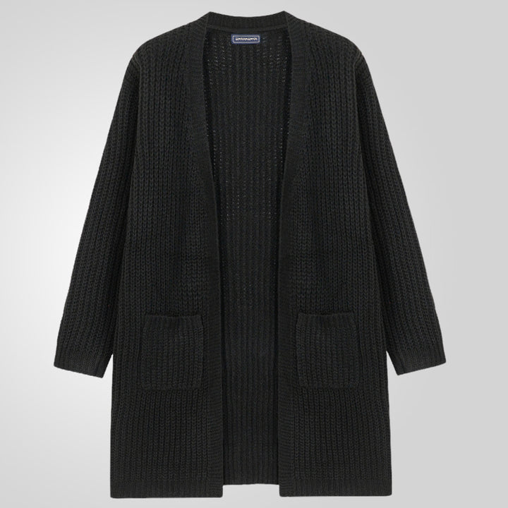 Herren Großer Strickcardigan mit tiefem Schnitt und strukturiertem Design Aliams