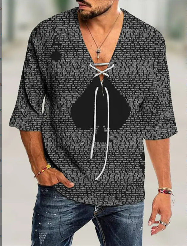 Herren grafisches Shirt mit modernem Schnürdesign Aliams