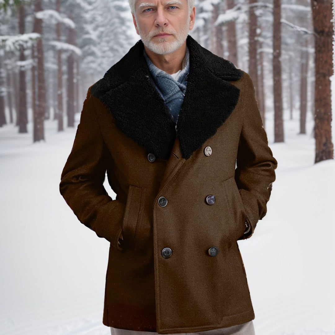 Herren Eleganter Wintermantel mit breit gefaltetem Kragen und praktischen Taschen Aliams