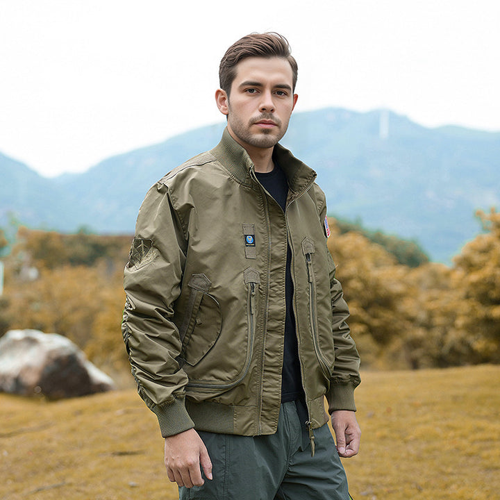Herren Camouflage-Bomberjacke mit praktischen Taschen und wärmendem Innenfutter Aliams