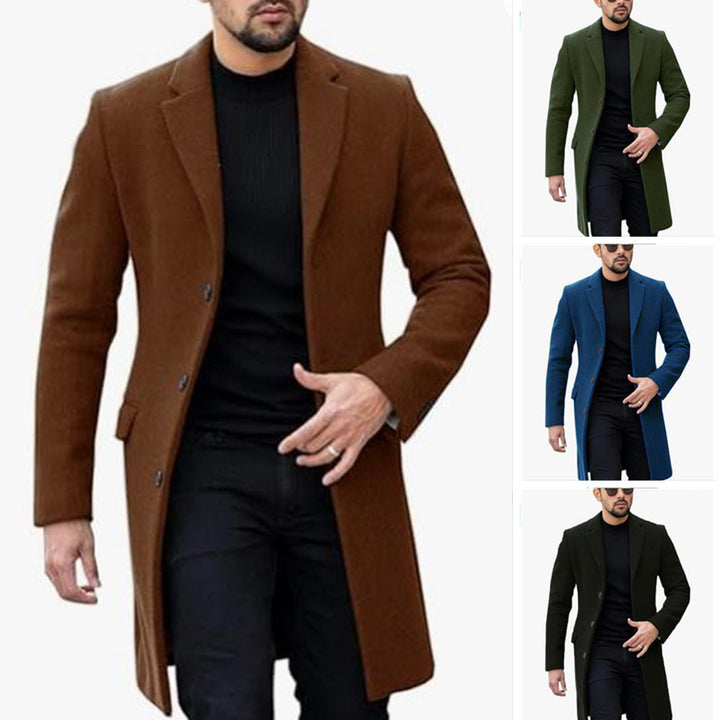 Herren eleganter Wollmantel mit modernem Schnitt und praktischen Taschen Aliams