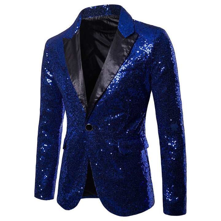 Herren glitzernder Paillettenblazer mit modernem Schnitt und elegantem Revers Aliams