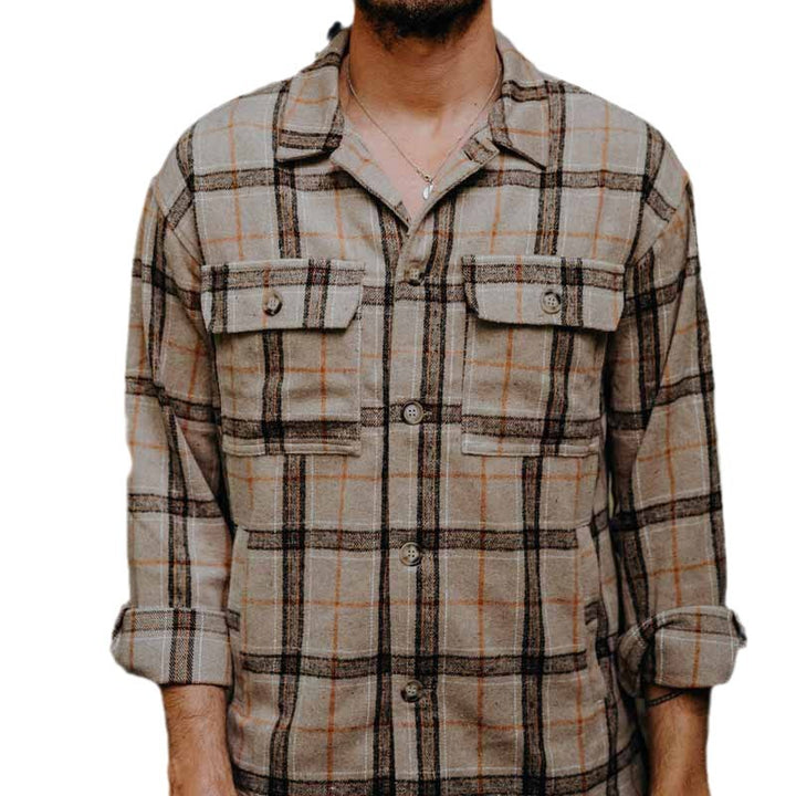 Herren Karierter Flanellhemd mit praktischen Brusttaschen und Knopfverschluss Aliams